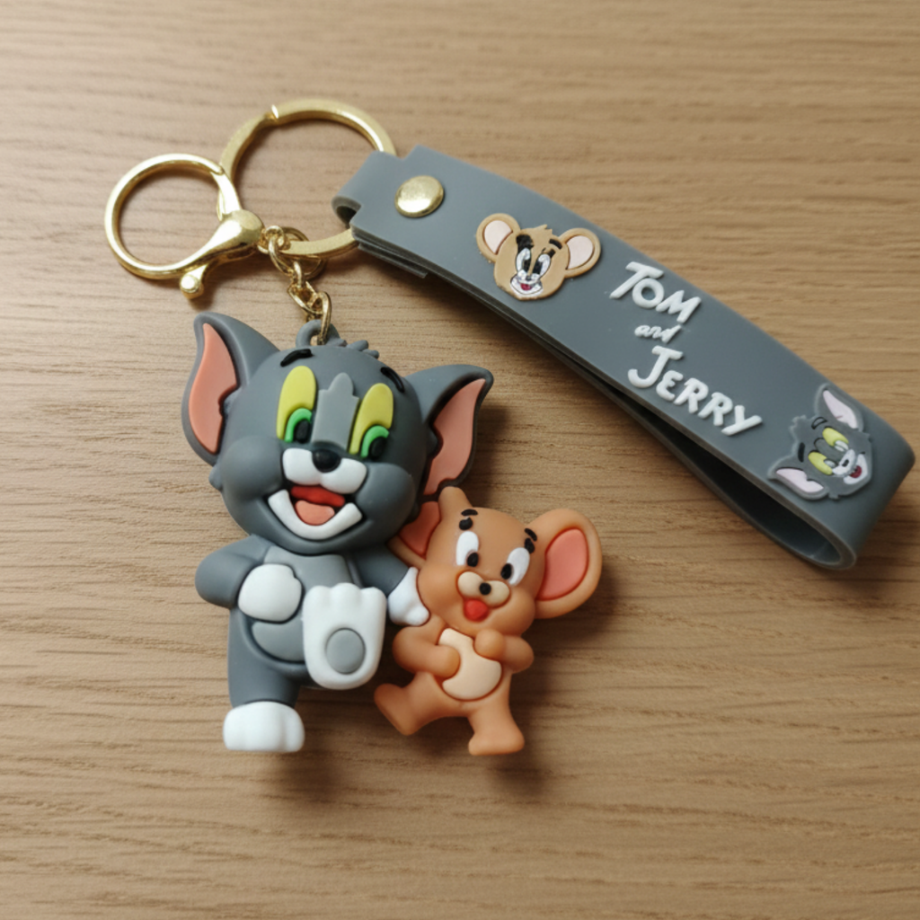 🐱🐭 Tom & Jerry Silicone Keychain – Cute Cartoon Duo Edition