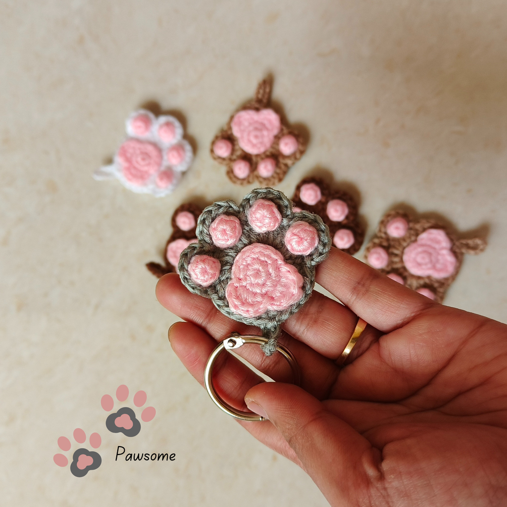 Crochet Paw Keychain