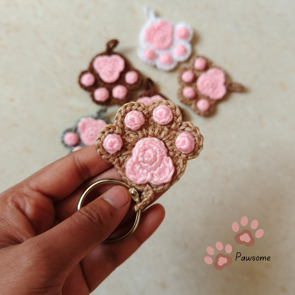 Crochet Paw Keychain