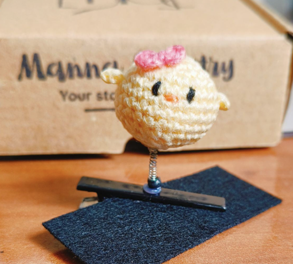 Handmade Crochet Bouncy Chick Hair Clip | Cute Chick Hair Accessory