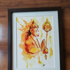 Handmade Hanuman Watercolor Painting – Framed Artwork