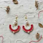 Crochet Pearl Drop Earrings
