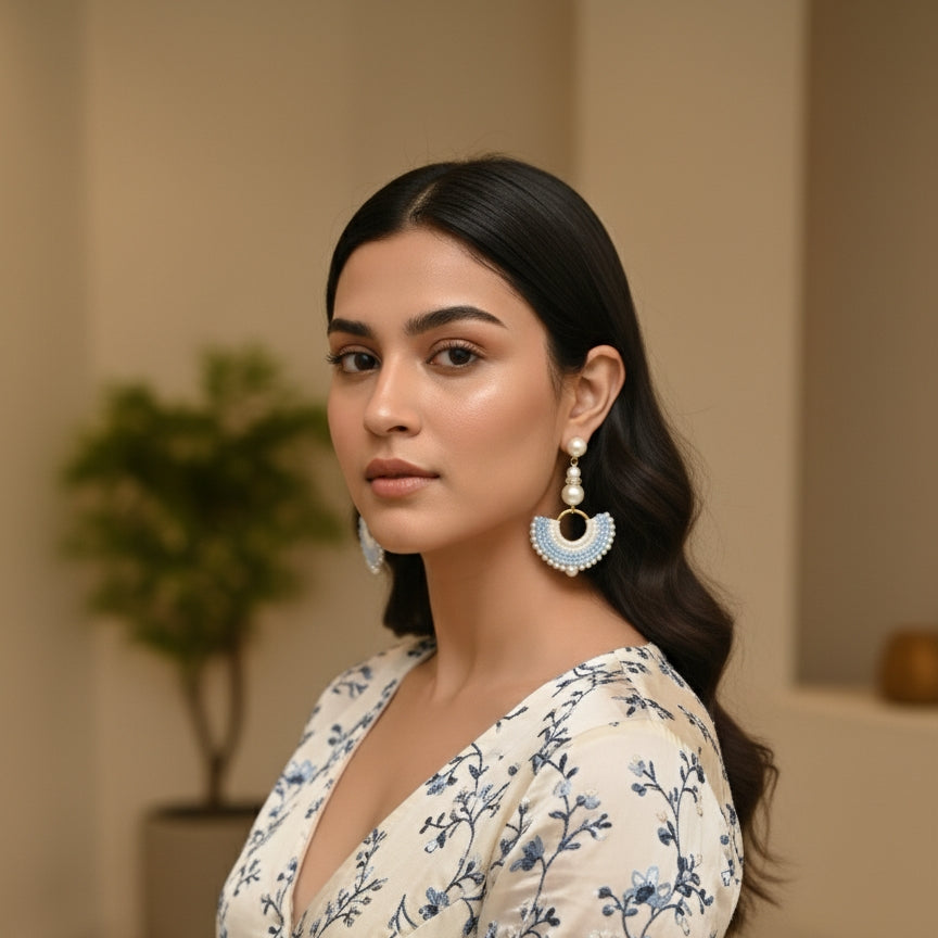 Crochet Pearl Drop Earrings