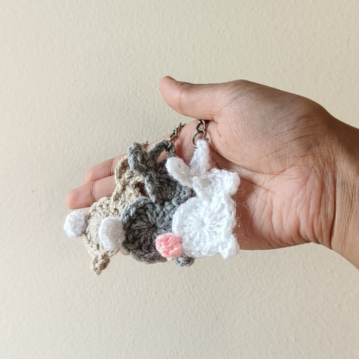 Crochet Bunny Patch Keychain