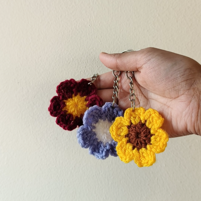 Crochet Flower Patch Keychain