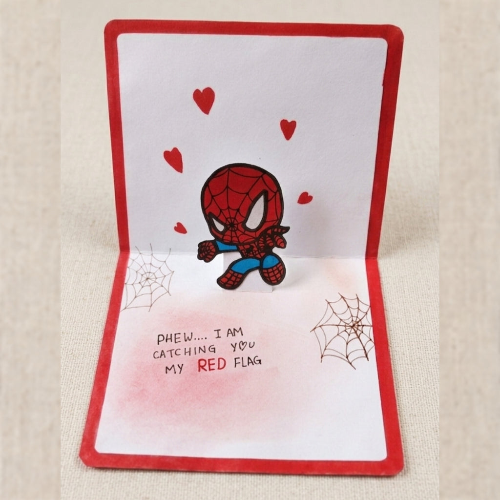 Handmade Spider-Man Love Pop-Up Card | Cute Superhero Valentine Card for Boyfriend, Girlfriend & Marvel Fans