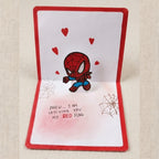 Handmade Spider-Man Love Pop-Up Card | Cute Superhero Valentine Card for Boyfriend, Girlfriend & Marvel Fans