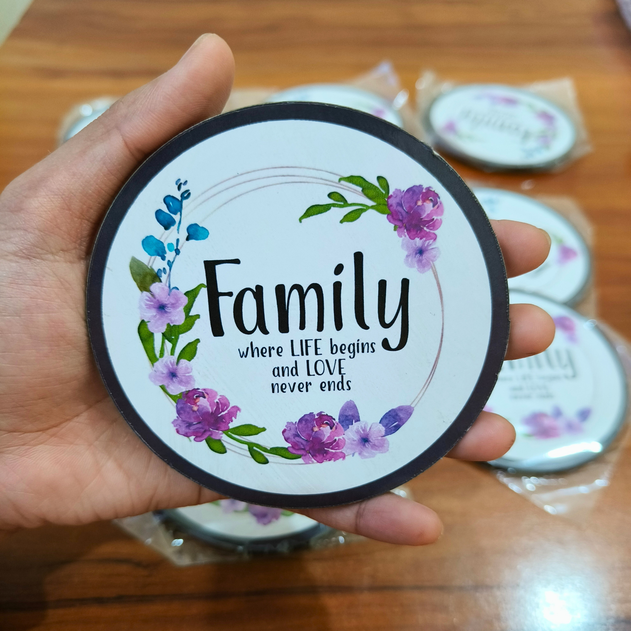 “Family – Where Life Begins & Love Never Ends” MDF Fridge Magnet