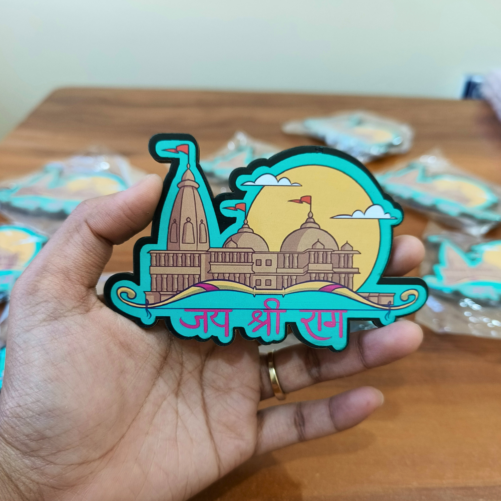 Ram Temple MDF Fridge Magnet