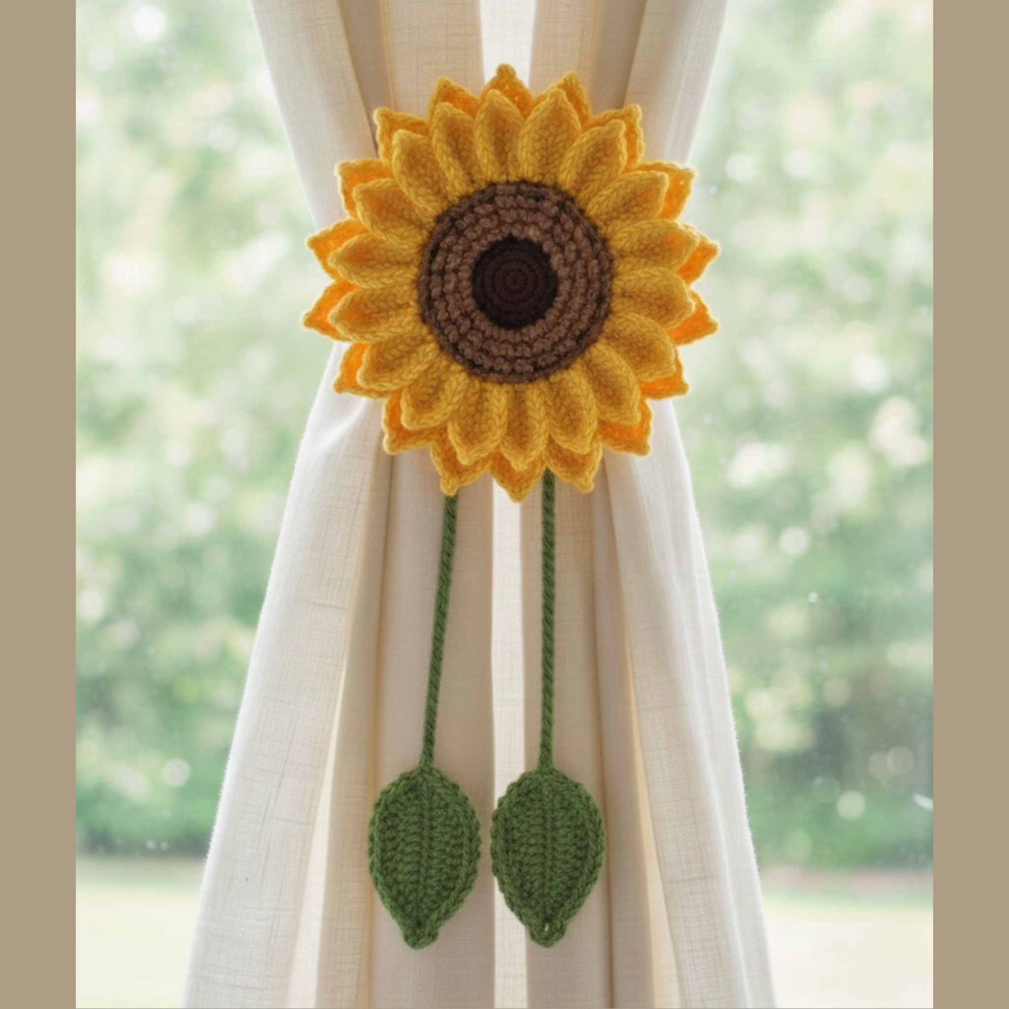 Crochet Grand Sunburst Sunflower Curtain Tie